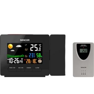 Sencor Station m&eacute;t&eacute;o avec &eacute;cran couleur LCD, alarme et projection 2xAA