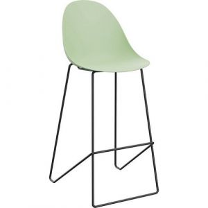 Tabouret haut Void - polypropylène Vert piétement métal noir - Lot de 2