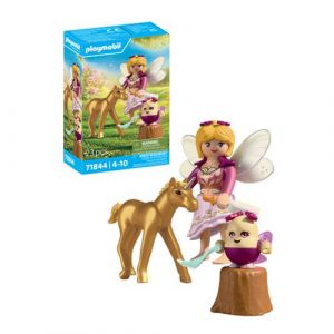71844 Poulain licorne doré avec fée