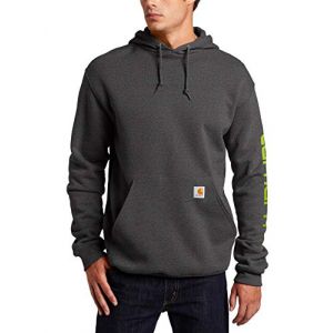 Carhartt B&T Signature Sleeve Logo Midweight Hooded Sweatshirt K288 Capuche, Carbon Heather, XXL Homme
