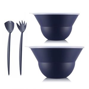 Image de Bodum 2 Saladiers avec couvercle + set couverts à salade Topee bleu marine - 5 et 4.9 L