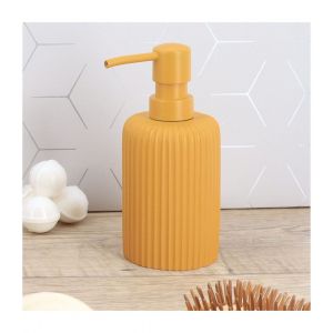 Tendance Distributeur à Savon ou Lotion en résine striée Jaune moutarde 230 ml Jaune