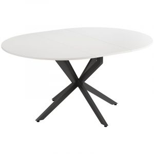 Table de salle à manger Loyd, blanc/noir, 120x76.5cm extensible Vicco