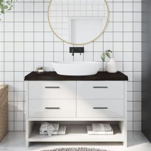 VidaXL Comptoir de salle de bain marron foncé bois massif traité