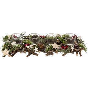 Lot de 4 Photophores Bûc "Soir de Noël" 39cm Vert Prix