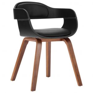 VidaXL Chaise De Salle ¿¿ Manger Noir Bois Courb¿¿ Et Similicuir