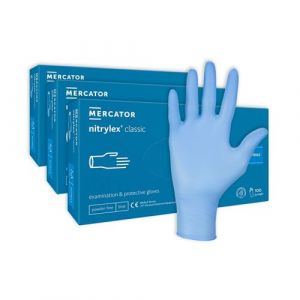 Pack de 3 Boites de 100 GANTS NITRILE Bleu Pour Tatoueurs TAILLE XL MERCATOR MP3B100GNPTXL