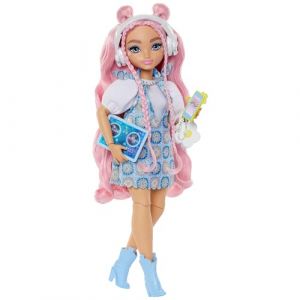 Mattel Poupée Dream Besties Daisy Jean, poupée articulée avec Tenue Amovible et Cheveux Roses ondulés, 9 éléments de DJ et sur Le thème de la Musique, JDD74