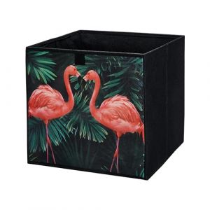 Domino Bo&icirc;te en carton Bo&icirc;te textile 31x31x31 flamants roses - flamingos 31x31x31