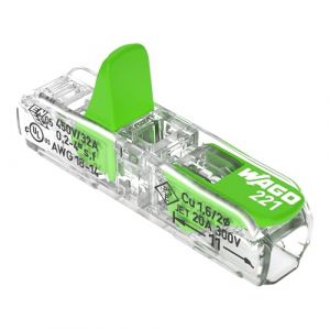Wago Green Range Connecteur de passage &agrave; 2 conducteurs avec levier 221-2431 | Section nominale : 4 mm&sup2;, avec levier, convient &agrave; tous les types de conducteurs, 60 pi&egrave;ces