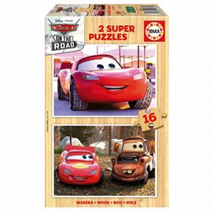 Image de Educa Puzzles Cars | Ensemble de 2 Puzzles en Bois avec 16 pi&egrave;ces chacun. Mesurer Une Fois mont&eacute;: 26 x 18 cm. Compos&eacute; de Grandes pi&egrave;ces Parfaitement finies. Recommand&eacute; +3 Ans (19670)