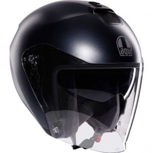 AGV IRIDES E2206, Casque Moto Jet, Open Face Unisex Helmet, Écran Anti-Rayures et Protection UV, Matt Ardesia Grey, XS