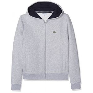 Image de Lacoste SJ2903 Sweat-Shirt de Sport à Capuche, Gris (Argent Chiné/Marine MNC), 8 Ans Garçon