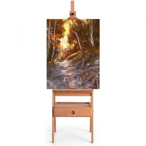 Chevalet en Bois de Hetre avec 1 Tiroir,Reglable en Hauteur Jusqu'a 193,5M, Trepied Peinture Portable avec Bouton de Toile Ajustable pour Peinture a