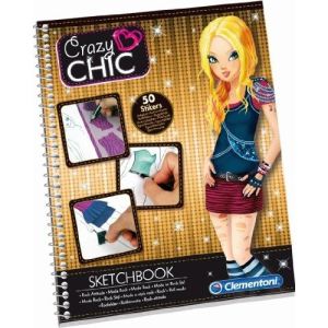 Image de Clementoni Kit cr&eacute;atif Crazy Chic : Cahier &agrave; dessin des tendances Rock