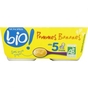 Monoprix Bio Compote pommes et bananes sans sucres ajouts