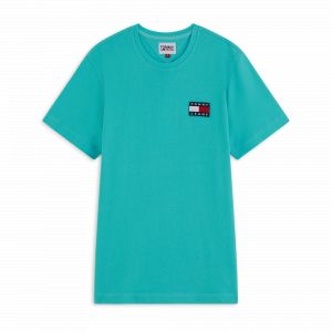 Tommy Jeans Tshirt en coton biologique turquoise à manches courtes Bleus - Taille 2