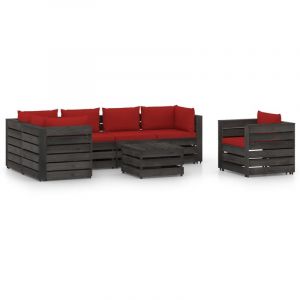 VidaXL Canap&eacute; de jardin moderne avec table et coussins en rouge Vida XL