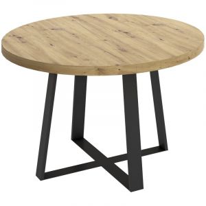 Pegane Table à manger ronde extensible en Panneaux de particules avec pieds en métal graphite - Longueur 110-158 x Profondeur 110 x Hauteur 77 cm -