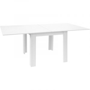Pegane Table &agrave; manger, table de repas extensible coloris blanc - longueur 90-180 x profondeur 90 cm -