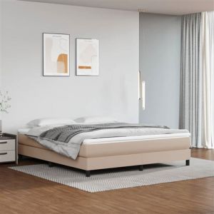 VidaXL Sommier &agrave; Lattes de Lit avec Matelas, Lit Rembourr&eacute;, Lit Double, Lit Adulte de Chambre &agrave; Coucher Int&eacute;rieur, Moderne, Cappuccino 160x200 cm