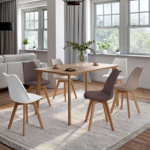 Idmarket Lot de 6 chaises scandinaves sara mix color taupe, beige et blanc