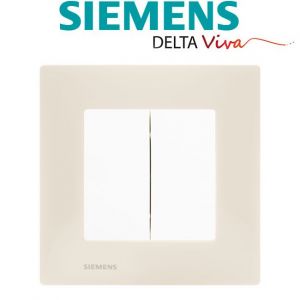 Image de Siemens Double Va et Vient Blanc Delta Viva + Plaque Beige