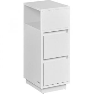 Table de chevet avec 2 tiroirs et compartiment ouvert blanc