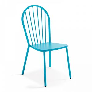 Oviala Chaise ajourée en métal (56,5 x 52,5 x 94 cm) - Multicolore - Bleu