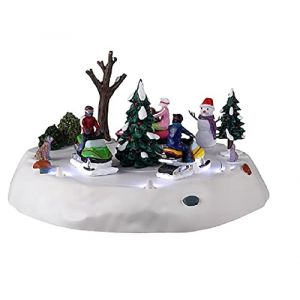 Lemax Scène animée pour Vail Village Plaisir en motoneige – 24,5 x 23,3 x 13,3 cm
