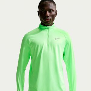 Nike Stride Half-Zip Longsleeve Maillot de course Hommes-vert clair, argent, Taille L
