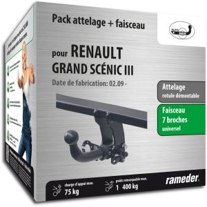 Image de Auto-Hak Rameder Attelage rotule démontable + faisceau universel 7 broches - RENAULT GRAND SCÉNIC III