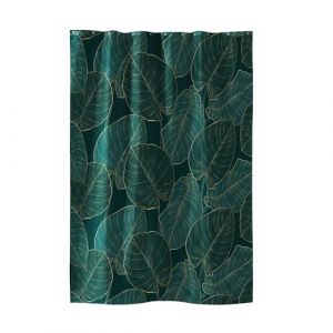 Douceur d'intérieur, Rideau de Douche avec Crochets (180 x 200 cm) Jade, Polyester Imprimé