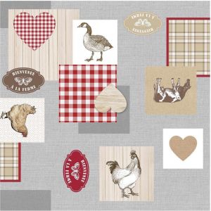Image de Nappe Toile cirée au mètre La ferme de Vickie gris
