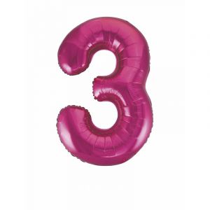 Unique Party Ballon géant chiffre 3 fuchsia