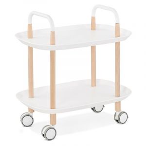 Image de Desserte de Table Blanc en Bois avec Roulette LUNA