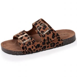 Isotoner Mules sandales Femme double bride Léopard