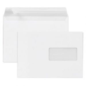 RAJA Enveloppe blanche recyclée C5 162 x 229 mm 80g fenêtre 45 x 100 mm - autocollante bande protectrice - Lot de 500