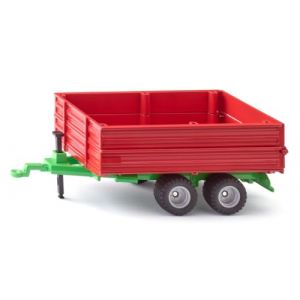 Siku 2881 Remorque &agrave; essieux Tandem, 1:32, M&eacute;tal/Plastique, Rouge/Vert, Jouet pour Enfants, Surface de Chargement inclinable, Parois lat&eacute;rales r&eacute;glables en Hauteur