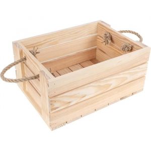 Creative Deco Caisse en Bois Naturel 33,5 x 24 x 14,5 cm Boîte de Rangement Cagette
