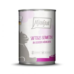 MjAMjAM - Nourriture Humide Premium pour Chats - Porc juteux avec de délicieuses Carottes, Pack de 1 (1 x 400 g), sans céréales avec de la Viande supplémentaire