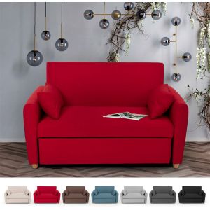 Modus Sof&agrave; Canap&eacute; lit gigogne 2 places, design moderne en tissu PORTO RICO, Couleur: Rouge