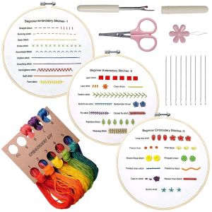Kit De Démarrage De Broderie Bricolage Pour Débutants,Ensemble De Pratique Du Point De Croix Pour Apprendre 30 Points Différents,Compétences De Broderie Au Point À La Main - Type Set