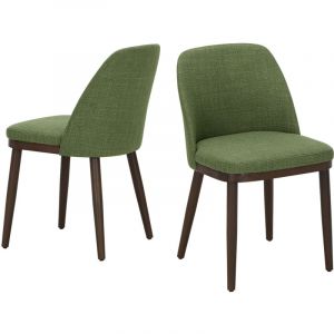 COLAMY Lot de 2 Chaises de Salle &agrave; Manger &ndash; Chaises Design Confortables en Tissu avec Pieds en Bois Massif, Id&eacute;ales pour Salon, Cuisine ou Salle &agrave;