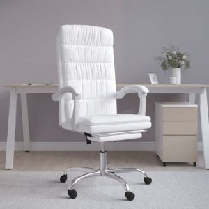 VidaXL Fauteuil inclinable de bureau Blanc Similicuir Blanc