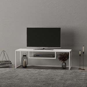[en.casa] - Meuble tv Isokyrö en métal 120 x 40 x 40 cm blanc