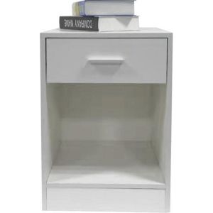 Meuble de chevet avec tiroir et compartiment de rangement ouvert 60 cm de haut blanc