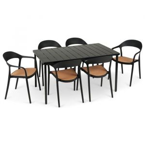Idimex Ensemble table et chaises de jardin LAVANDA - Noir
