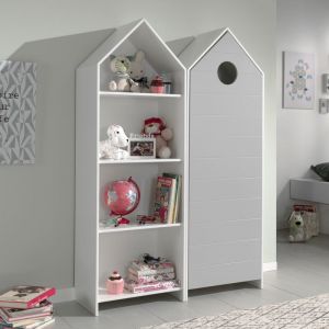 Pack &Eacute;tag&egrave;re & Armoire 4 Niveaux "Casami" 171cm Blanc & Gris