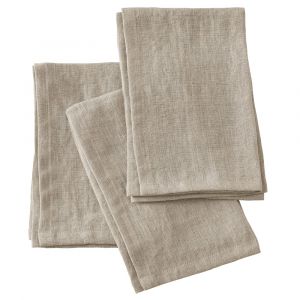 Lot De 3 Serviettes 40x40 Cm Lin Français Sable